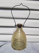 Vintage Footed Glass Beehive Fly Wasp Insect Catcher Wire Bale Great Shape  picture