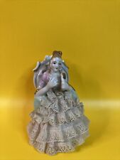 Vintage Thames Porcelain Lace Figurine - Lady Sitting In Chair Lace Dress Japan picture