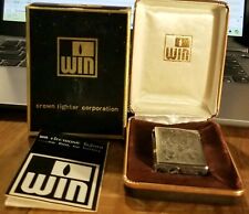 Vintage WIN P-800 ALPHIE Electronic LIGHTER ~ Etched, Japan ~ ORIGINAL Case, Box picture