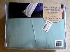 Genuine SONOMA Green Knit Sheets Queen Size Sheet Set, 100% Cotton Jersey, New picture