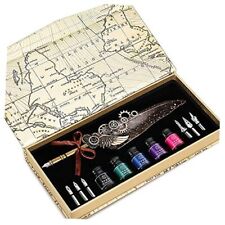 NC Feather Quill Pen Set - Includes 5 Ink Bottles, 6 Nibs, Mechanical Grey picture