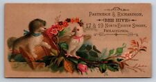1880s Victorian Trade Card Partridge & Richardson Bee Hive Dog Dove PA ~11734 picture