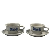 2 Pfaltzgraff Yorktowne Coffee/Tea Cups & Saucers Stoneware Castle Marks USA picture