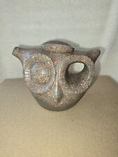 Vtg Chinese Yixing Marbled Clay Winking Owl Teapot 4.5