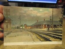 L1 Old MANSFIELD OHIO Postcard Union Station Railroad Train Depot Watch Tower 2 picture