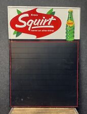 Vtg 1964 Squirt Soda Sign Menu Board Chalkboard Embossed Metal Sign 27.75” picture