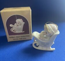 Vintage Precious Moments Ornament Baby's First Christmas 1988 Girl picture