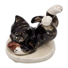 Vintage Mann 1980’s Gray Cat Playing Football Sports Ceramic Figurine picture