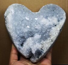 5.01lb Rare Top Grade Gorgeous Sky Blue Celestite Heart Geode Reiki Crystal picture