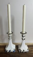 Pair Of Antique EAPG Milk Glass Candlestick Holders (one is marked McKee) picture
