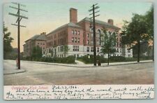Cambridge Massachusetts~Cambridge High School~Barrel Trashcan on Corner~1906 picture