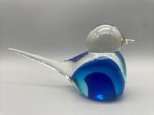 Blue Sommerso Art Glass Bird 6” L - 3