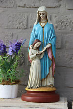 Antique French chalkware statue saint anne anna with child religious  picture