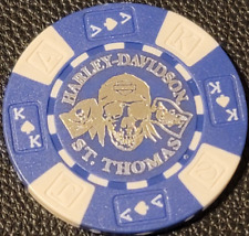 HD ST. THOMAS ~ (Blue AKQJ w/silver stamp) International Harley Poker Chip picture