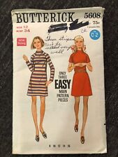 Vintage 1960s Butterick Sewing Pattern #5608 Size 12 One-Piece Dress picture