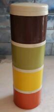 Vintage Tupperware Brown Yellow Green Orange Salt Pepper Shakers Stacking... picture