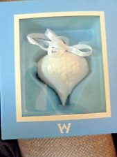 Wedgwood Porcelain Snowflake Teardrop Christmas Ornament White Ivory Relief 4” picture