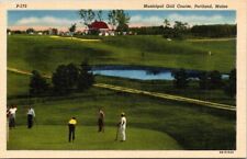 Portland ME Municipal Golf Course Golfers Golfing Maine 1946 Linen postcard HQ3 picture