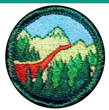 2001 NEW, Girl Scout HIKER Jr. Jade BADGE Outdoors Mountains 2001  picture