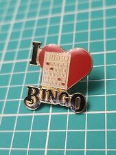 Vtg I ❤️ Bingo  Gold Tone Lapel Pin Hat Lanyard Pin picture