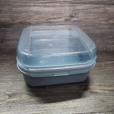 Tupperware Hinged Storage Container 1981-1 Teal and Clear Baby Blue 5 Cups picture