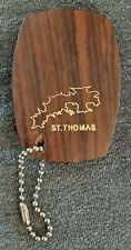 Vintage St Thomas Wooden And Metal Bottle Opener Keychain Meka Stainless Steel picture