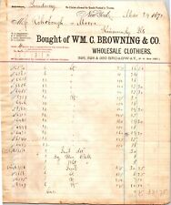 Browning Co New York NY 1871 Billhead Wholesale Clothier picture