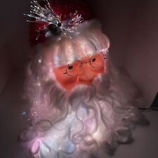 Vintage Fiber Optic Santa Claus Head Multi Color Changing Christmas Decoration. picture