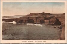 SAN DIEGO, California Postcard SUNSET CLIFFS Hand-Colored Albertype / Unused picture