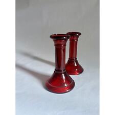 Pair of Vintage Indiana Glass Co. Ruby Red Glass Candlesticks picture