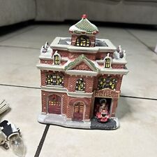 ￼Holiday Time Victorian Ceramic 2016 Village Lighted House fire department picture