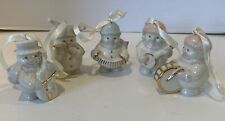LENOX STAND ABOUTS SNOWMAN SET OF 5 CHRISTMAS ORNAMENTS - EUC picture