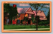 Residence Of Eddie Cantor Beverly Hills California Vintage Unposted Linen picture