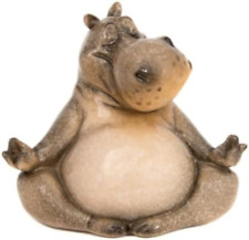 Hippo Yoga Statue Figurine Zen Meditation Lotus Pose 4.25 picture