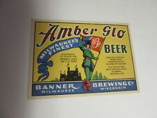 VTG 1930s BANNER BREWING BEER BOTTLE LABEL MILWAUKEE WISCONSIN BREWERY UNUSED picture