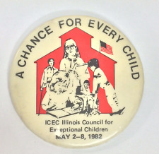 Vtg 1982 Illinois Council for Exceptional Children Pinback Button Pin ICEC Child picture
