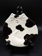 August Ceramics Black Cat Trinket Dish Holder Spoon Rest 2.9 In Kitty Feline picture