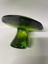 Vintage Green Viking Glass Jumbo Mushroom 6” Cap 3” Tall Paper Weight RARE ... picture