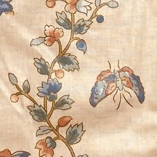 Vtg 70s 2.5+Yds Hobe Erwin ‘Chinoiserie Stripe’Fabric Asian Butterflies Peach picture