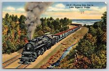 Minnesota~Train Hauling Iron Ore To Lake Superior Docks~1952 Linen Postcard picture