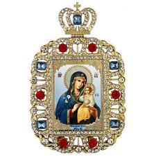 Orthodox Virgin Mary Eternal Bloom Gold Tone Easel Back Framed Icon 5.75 In picture
