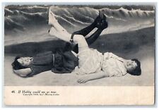 c1910's Two Girls Lying At Beach Surf Romantic By Murray Jordan Antique Postcard picture