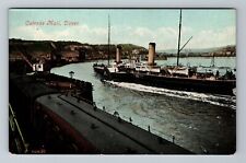 Dover England Ostendo Mail Steam Ship Railcars Antique Vintage Souvenir Postcard picture