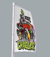 DODGE CHARGER Muscle Car Rat Fink Car Flag Banner 3x5 FT Hot Rod SRT Garage picture