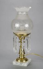 Antique Victorian Astral Lamp with a Floral Cut Glass Shade & Prisms picture