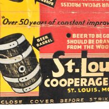 1930s St Louis Cooperative Co Wooden Beer Barrel Keg Company Missouri Matchbook picture