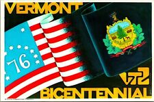 1976 Vermont Bicentennial Flag Crest UNP Chrome Postcard VT T10 picture