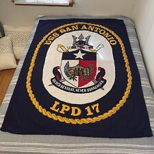 JC Knitwear Blanket USS San Antonio LPD17 USA 70x52” EUC Wall Hangable Throw picture