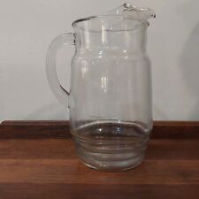 VINTAGE HALF GAL.HEAVY GLASS TEA PITCHER, INITIALED ( F ) picture