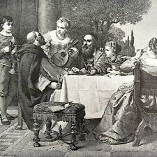 A Fete At The House Of Titian Print Victorian 1894 Art Music Mandolin DWT2 picture